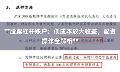 **股票杠杆账户：低成本放大收益，配资操作全解析**